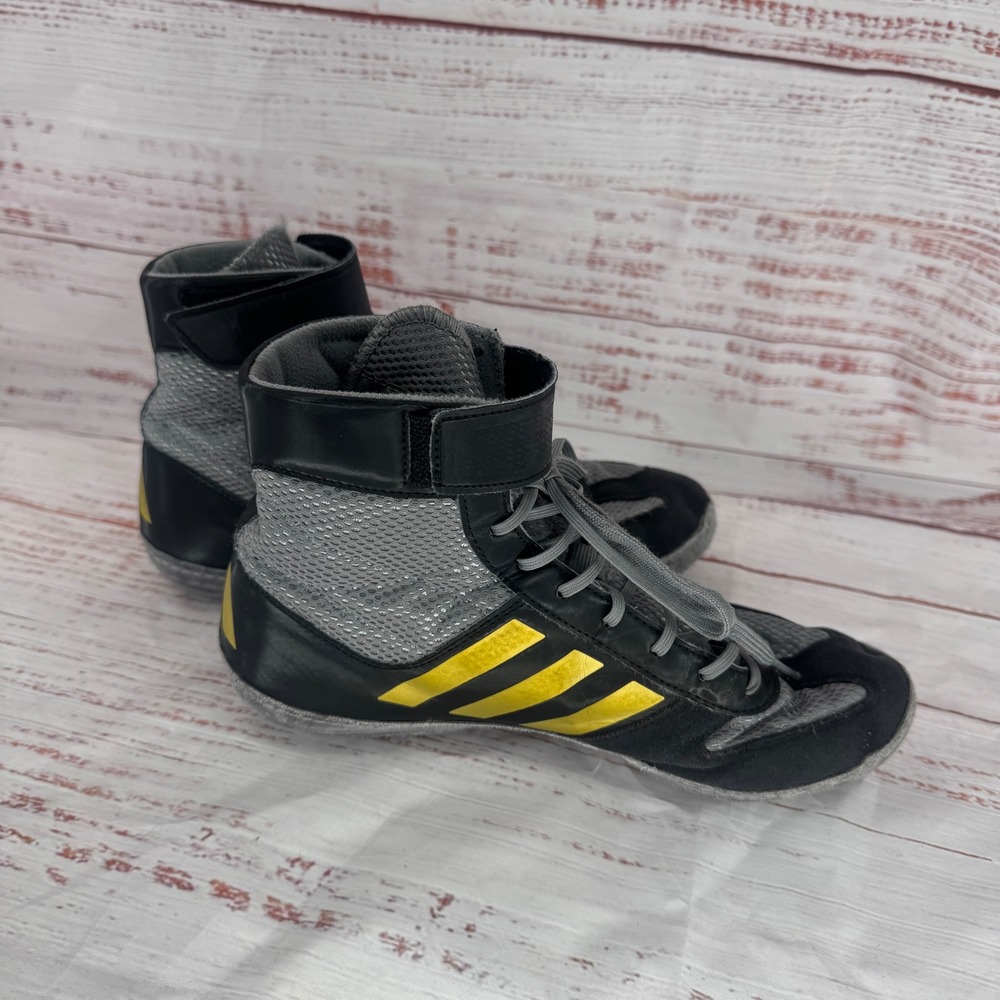 Adidas Combat Speed 5 Wrestling Shoes Mens Size 7 Black Yellow HP6865 High Top